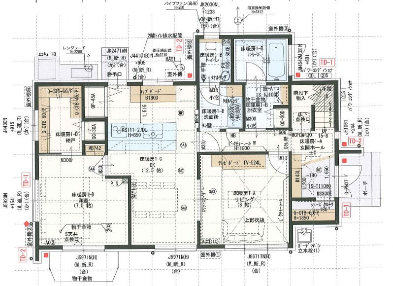 一条工務店i-smart一階部分の間取り図