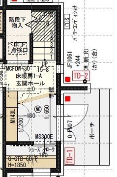 一条工務店i-smart玄関、玄関ホール、階段、ポーチの平面図