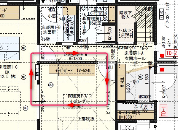 一条工務店i-smartの平面図、LDKと廊下を利用した複数方向からアクセス可能な動線