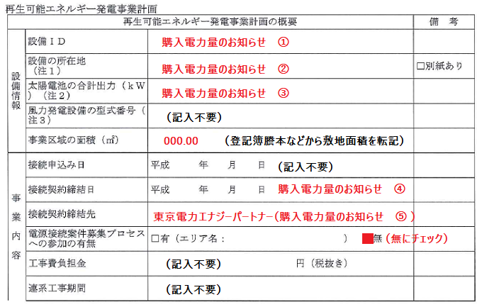 太陽光みなし認定事業計画書の書き方例②