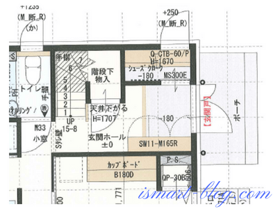 一条工務店i-smart玄関、玄関ホール、階段、ポーチの平面図